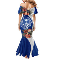 Blue Guam Hafa Adai Mermaid Dress Tropical Flowers with Polynesian Pattern LT9 - Polynesian Pride