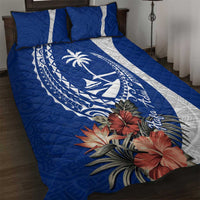 Blue Guam Hafa Adai Quilt Bed Set Tropical Flowers with Polynesian Pattern LT9 Blue - Polynesian Pride