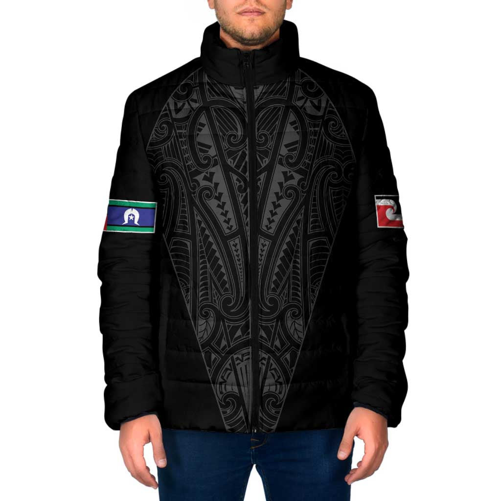 Queensland Maori Rugby Nga Hau e Wha Padded Jacket Black Motif LT9 Men Black - Polynesian Pride