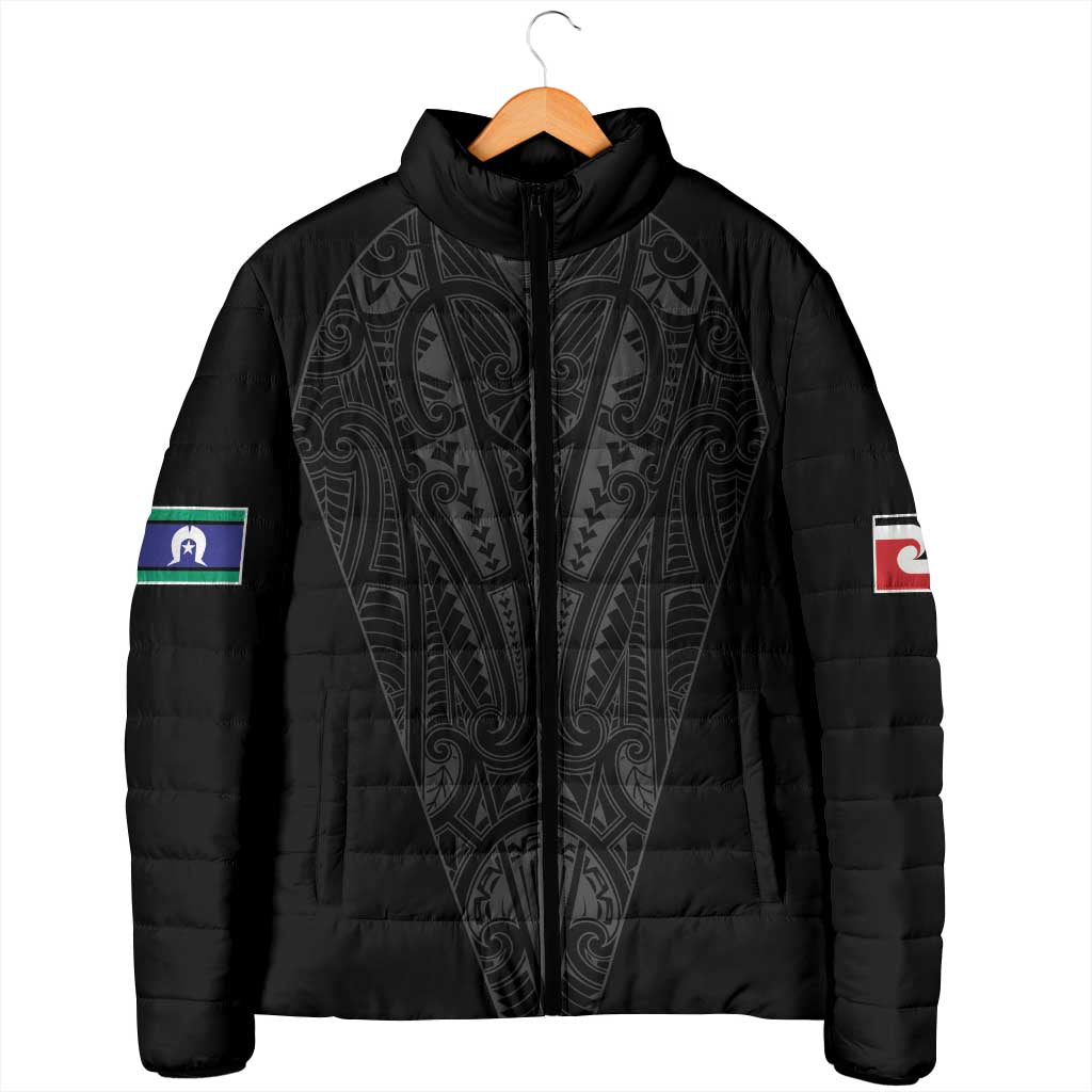 Queensland Maori Rugby Nga Hau e Wha Padded Jacket Black Motif LT9 - Polynesian Pride
