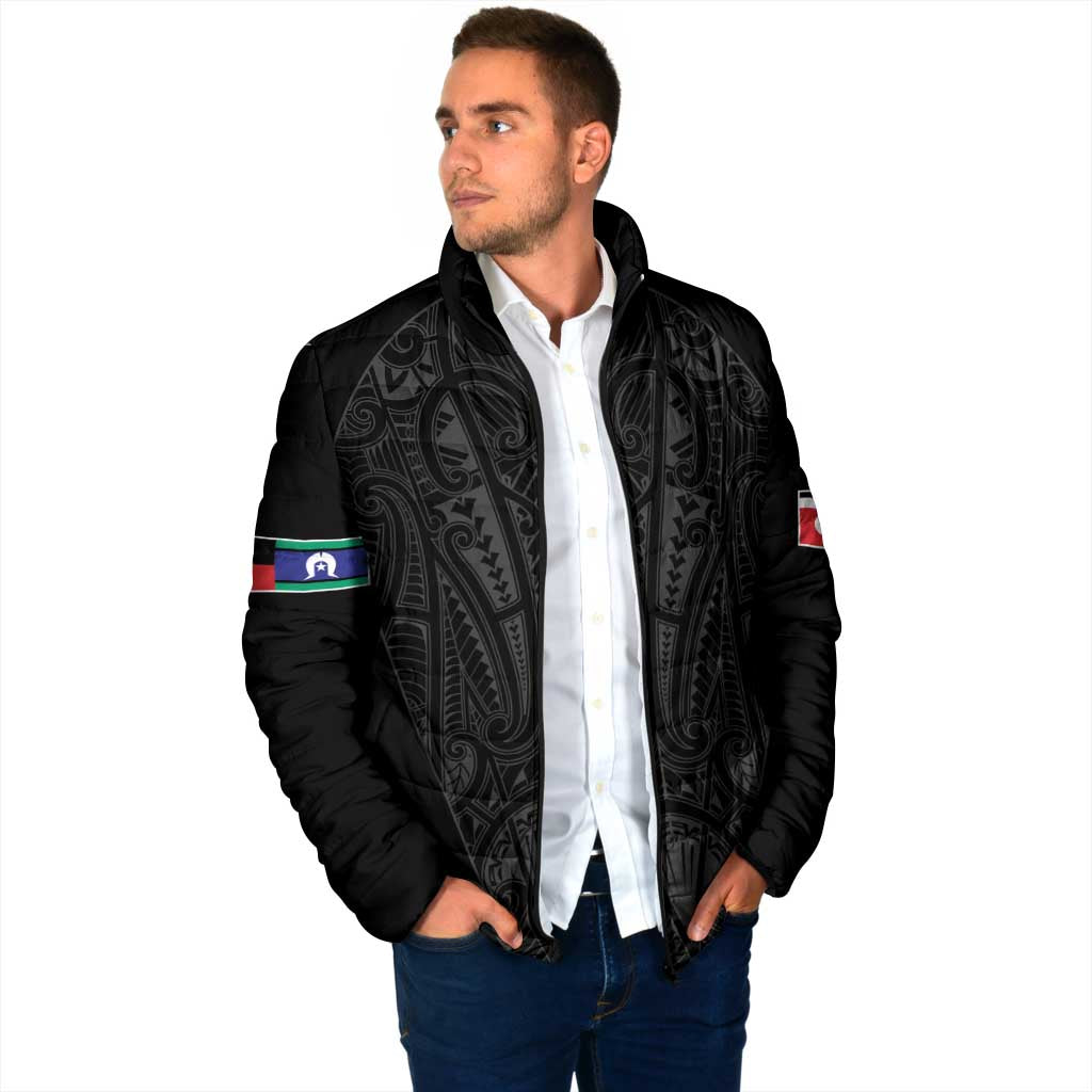 Queensland Maori Rugby Nga Hau e Wha Padded Jacket Black Motif LT9 - Polynesian Pride