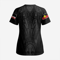 Queensland Maori Rugby Nga Hau e Wha Scrub Top Black Motif LT9 - Polynesian Pride