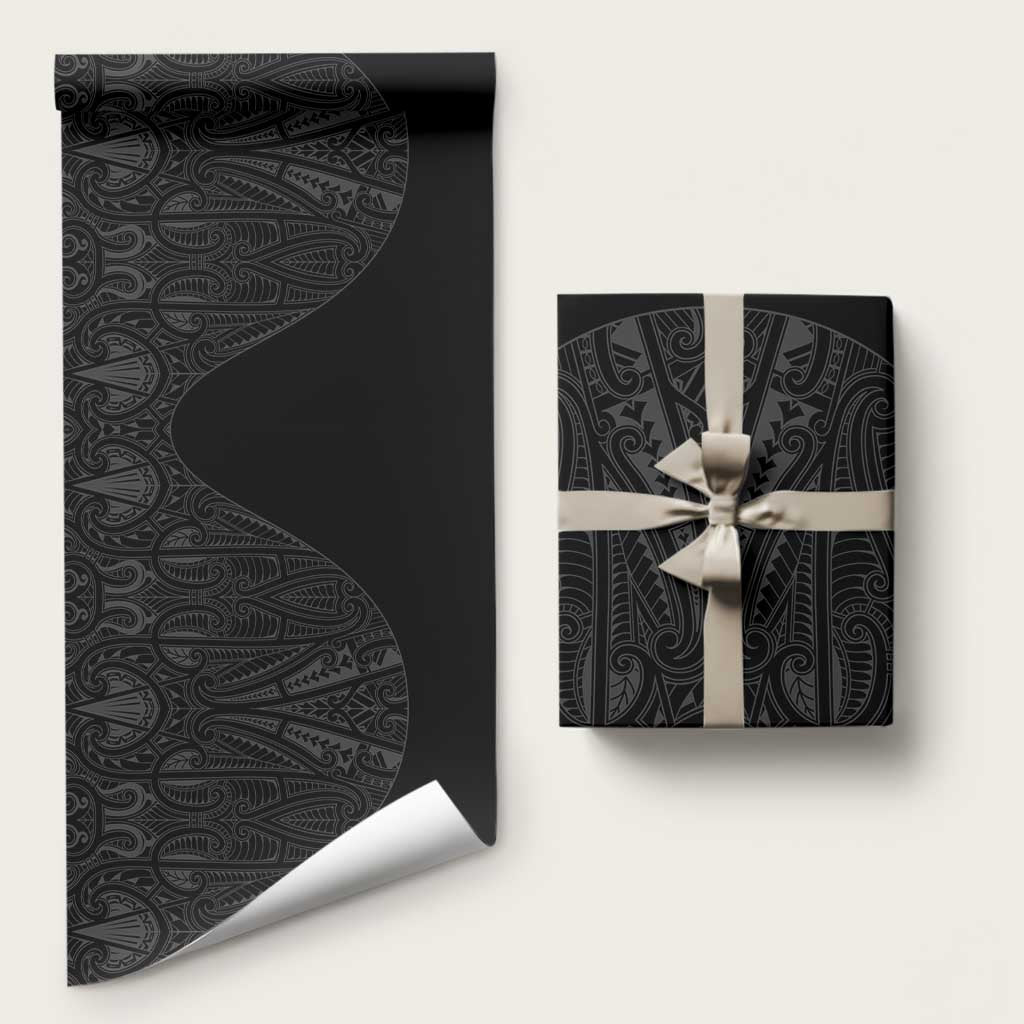 Queensland Maori Rugby Nga Hau e Wha Wrapping Paper Black Motif LT9 58" × 23" Black - Polynesian Pride
