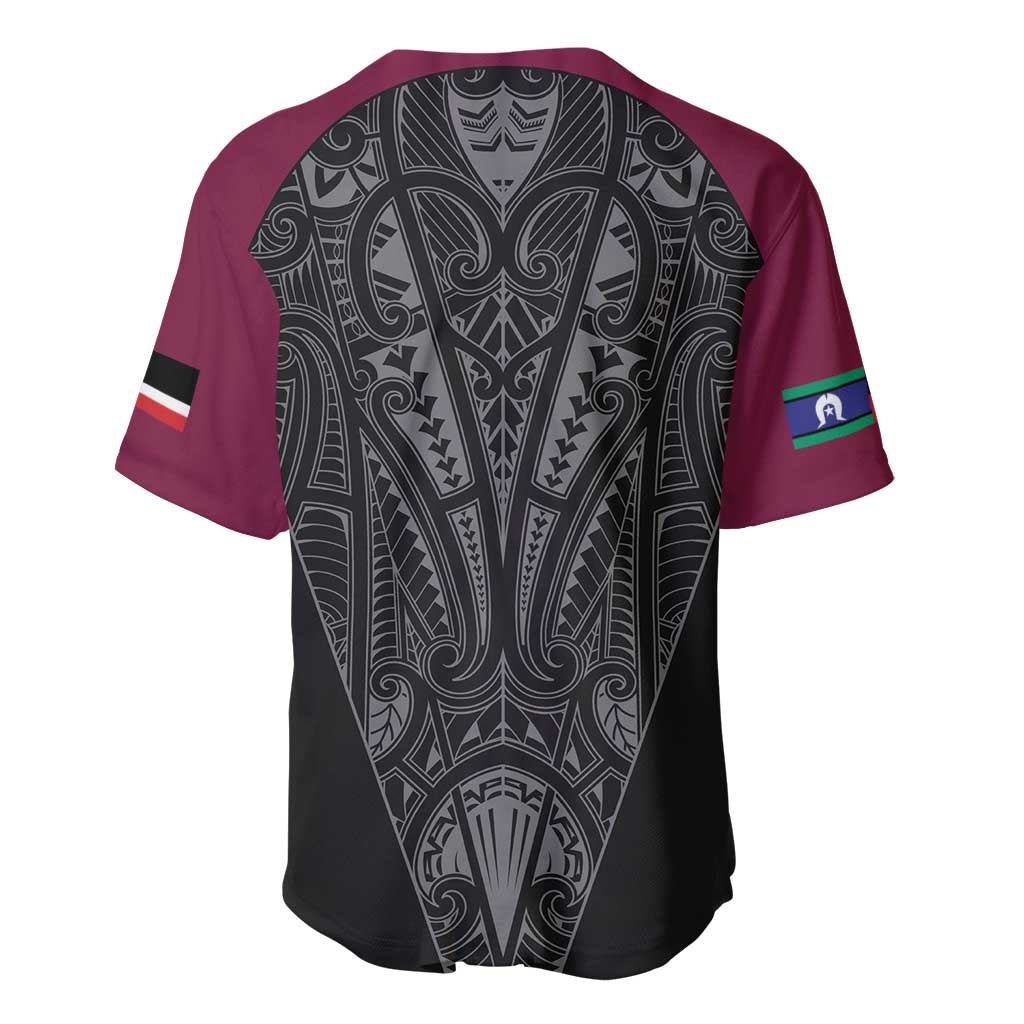 Queensland Maori Rugby Nga Hau e Wha Baseball Jersey Maroon Motif LT9 - Polynesian Pride
