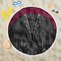 Queensland Maori Rugby Nga Hau e Wha Beach Blanket Maroon Motif LT9 One Size 150cm Maroon - Polynesian Pride