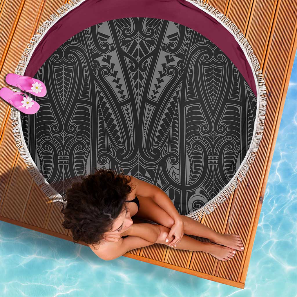 Queensland Maori Rugby Nga Hau e Wha Beach Blanket Maroon Motif LT9 - Polynesian Pride