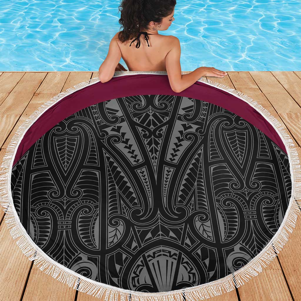 Queensland Maori Rugby Nga Hau e Wha Beach Blanket Maroon Motif LT9 - Polynesian Pride