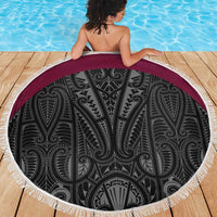 Queensland Maori Rugby Nga Hau e Wha Beach Blanket Maroon Motif LT9 - Polynesian Pride