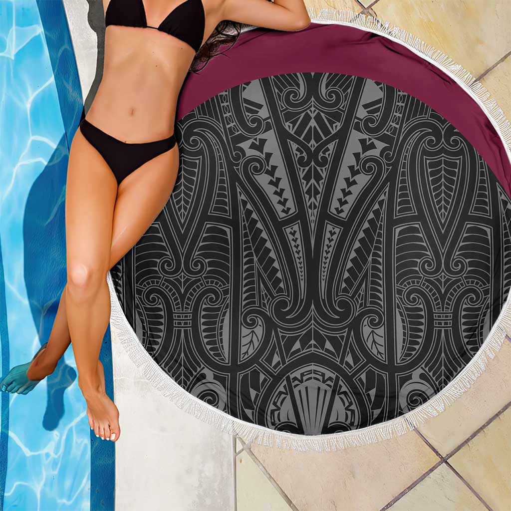 Queensland Maori Rugby Nga Hau e Wha Beach Blanket Maroon Motif LT9 - Polynesian Pride