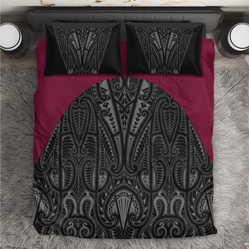 Queensland Maori Rugby Nga Hau e Wha Bedding Set Maroon Motif LT9 Maroon - Polynesian Pride