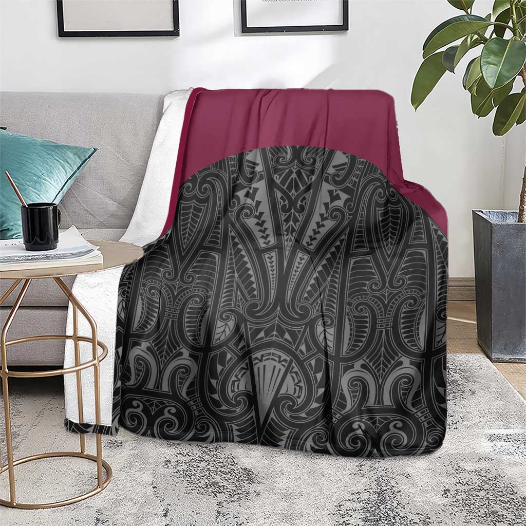 Queensland Maori Rugby Nga Hau e Wha Blanket Maroon Motif LT9 - Polynesian Pride