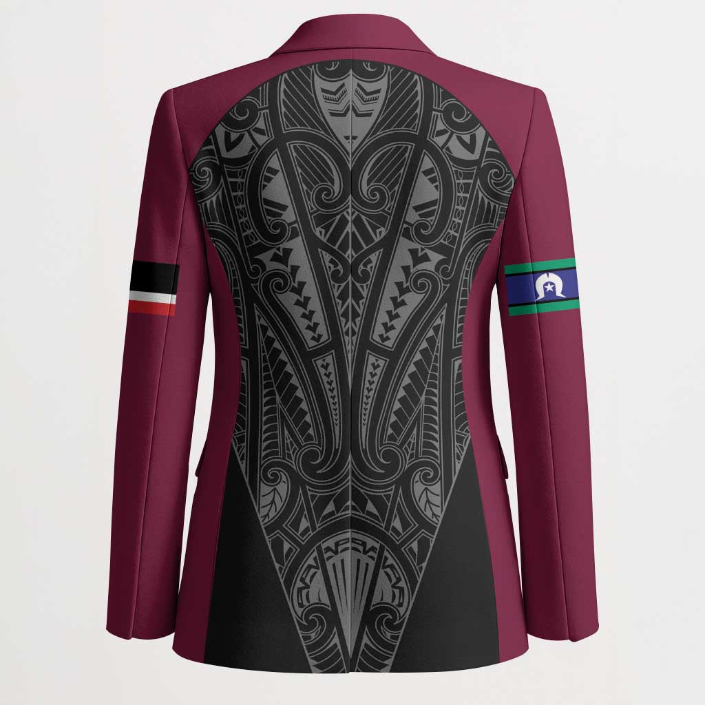 Queensland Maori Rugby Nga Hau e Wha Blazer Maroon Motif LT9 - Polynesian Pride