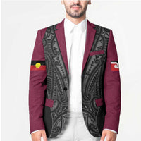 Queensland Maori Rugby Nga Hau e Wha Blazer Maroon Motif LT9 - Polynesian Pride