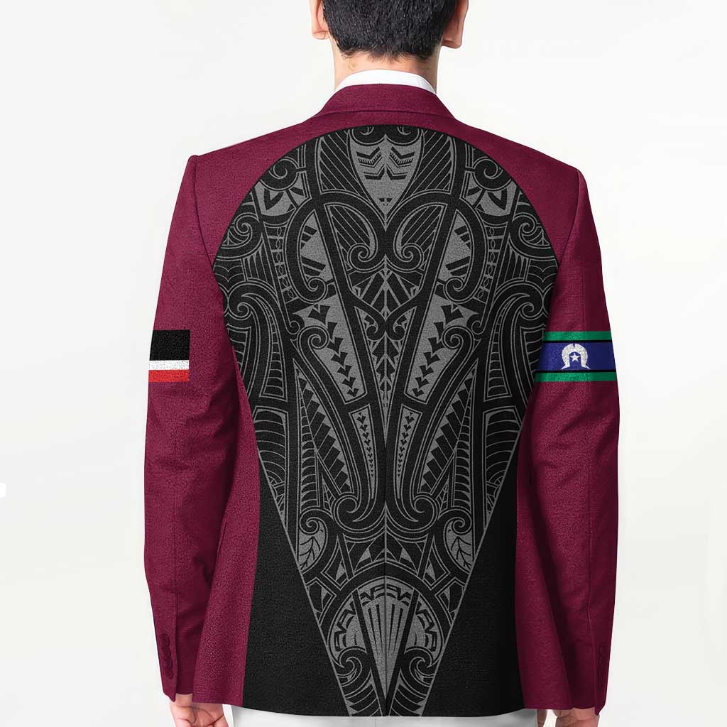 Queensland Maori Rugby Nga Hau e Wha Blazer Maroon Motif LT9 - Polynesian Pride