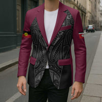 Queensland Maori Rugby Nga Hau e Wha Blazer Maroon Motif LT9 - Polynesian Pride