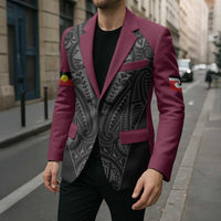 Queensland Maori Rugby Nga Hau e Wha Blazer Maroon Motif LT9 - Polynesian Pride
