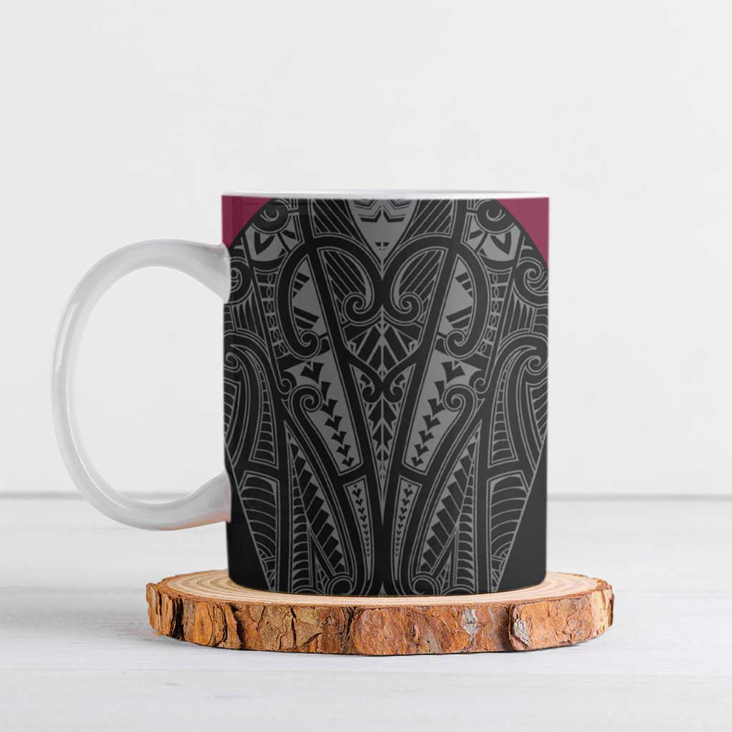 Queensland Maori Rugby Nga Hau e Wha Ceramic Mug Maroon Motif LT9 Maroon - Polynesian Pride