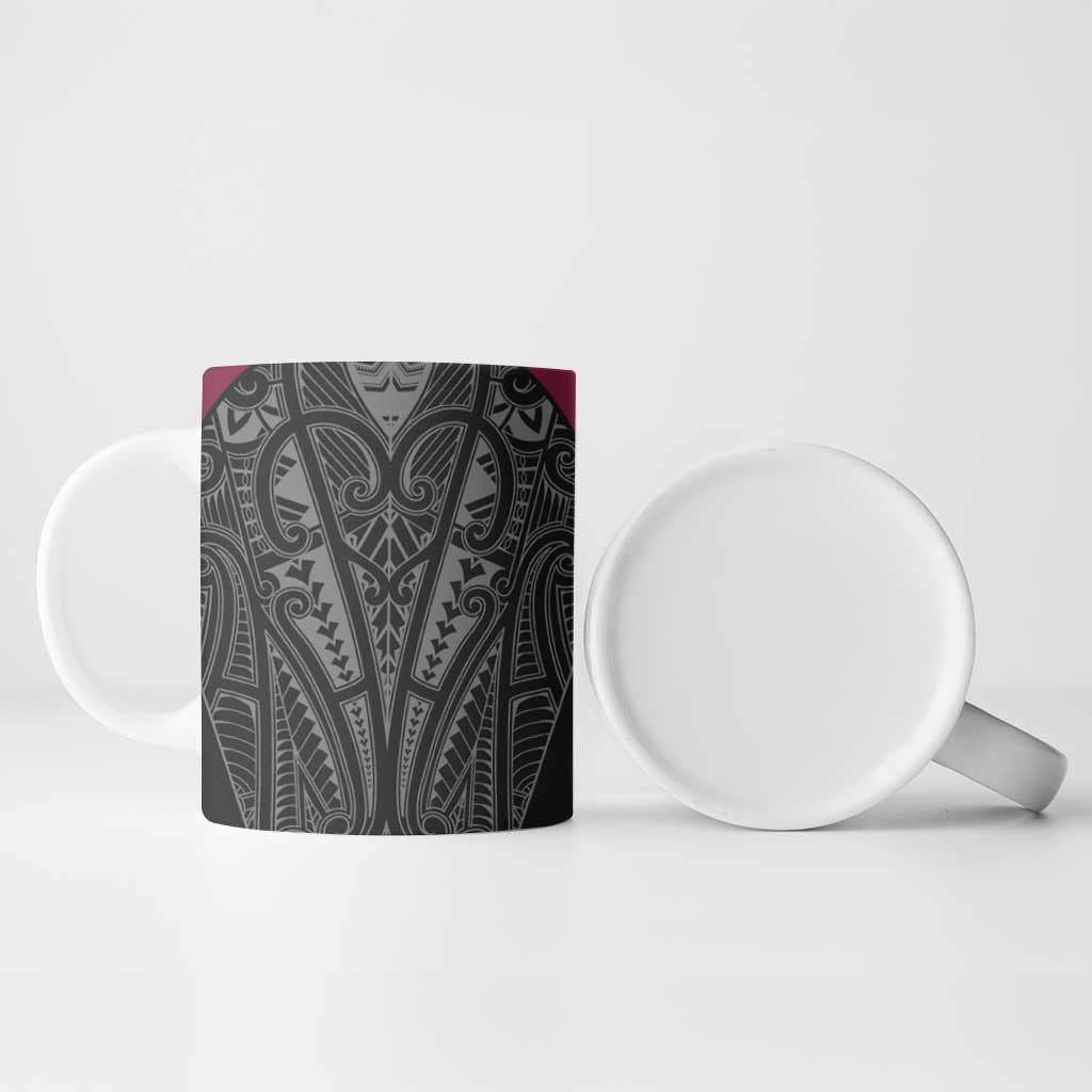 Queensland Maori Rugby Nga Hau e Wha Ceramic Mug Maroon Motif LT9 - Polynesian Pride