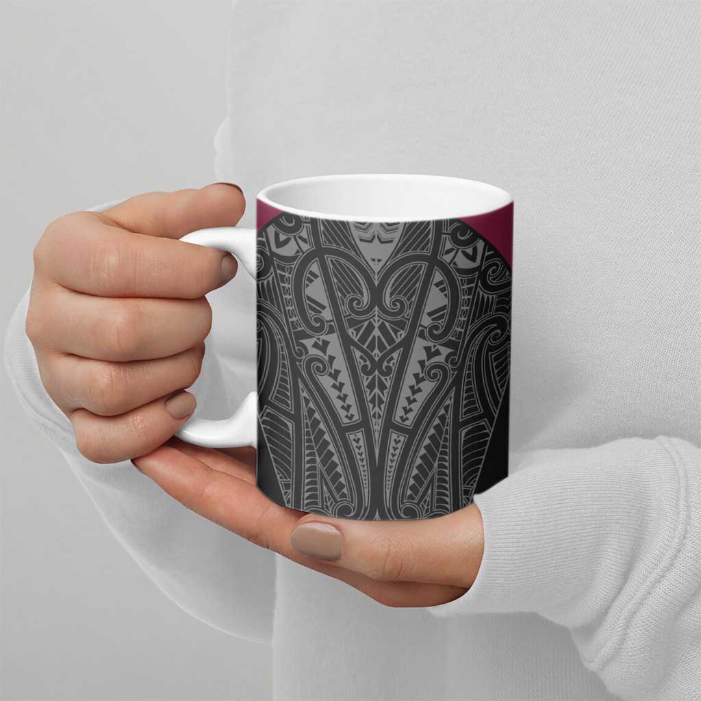 Queensland Maori Rugby Nga Hau e Wha Ceramic Mug Maroon Motif LT9 - Polynesian Pride