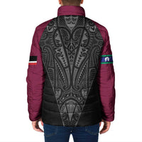 Queensland Maori Rugby Nga Hau e Wha Padded Jacket Maroon Motif LT9 - Polynesian Pride