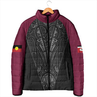 Queensland Maori Rugby Nga Hau e Wha Padded Jacket Maroon Motif LT9 - Polynesian Pride