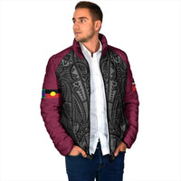 Queensland Maori Rugby Nga Hau e Wha Padded Jacket Maroon Motif LT9 - Polynesian Pride