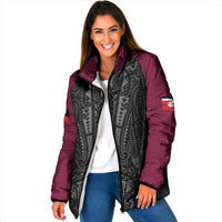 Queensland Maori Rugby Nga Hau e Wha Padded Jacket Maroon Motif LT9 Women Maroon - Polynesian Pride