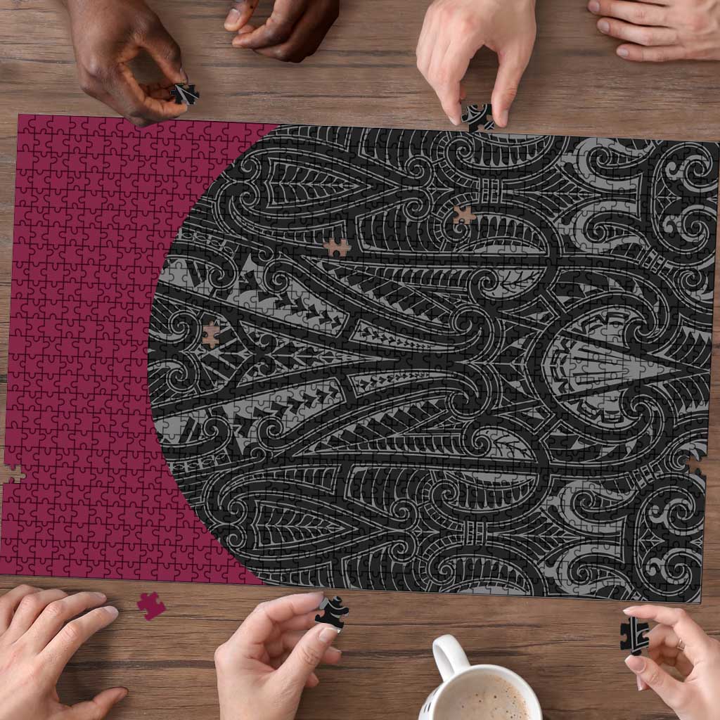 Queensland Maori Rugby Nga Hau e Wha Puzzle Maroon Motif LT9 - Polynesian Pride