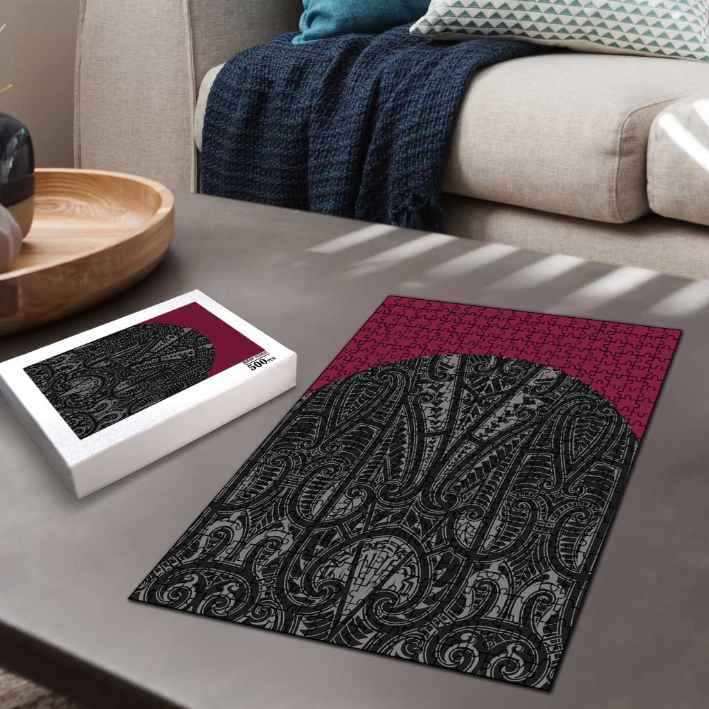 Queensland Maori Rugby Nga Hau e Wha Puzzle Maroon Motif LT9 - Polynesian Pride