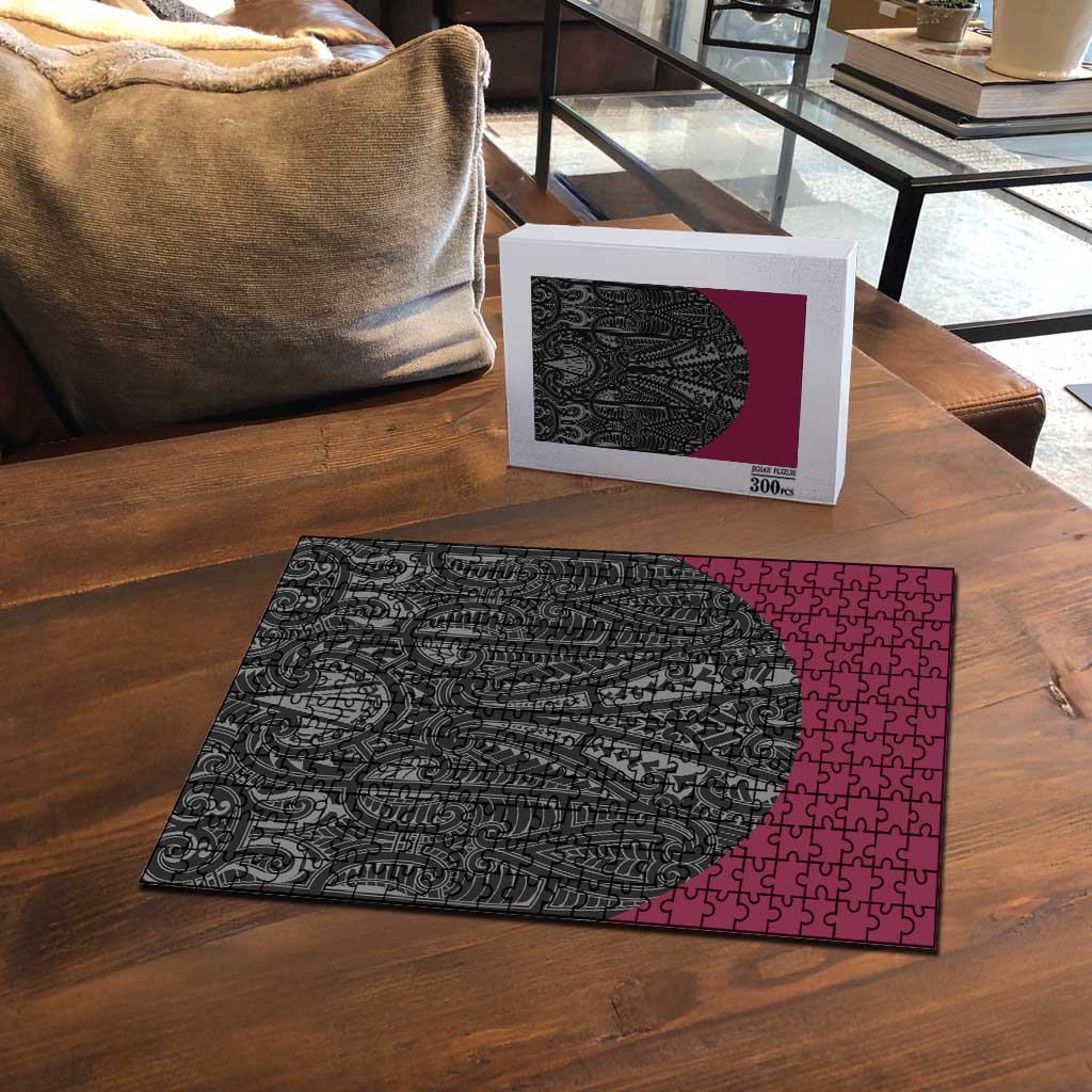 Queensland Maori Rugby Nga Hau e Wha Puzzle Maroon Motif LT9 - Polynesian Pride