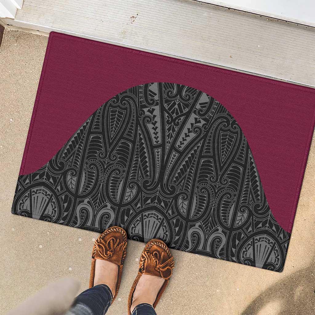 Queensland Maori Rugby Nga Hau e Wha Rubber Doormat Maroon Motif LT9 - Polynesian Pride