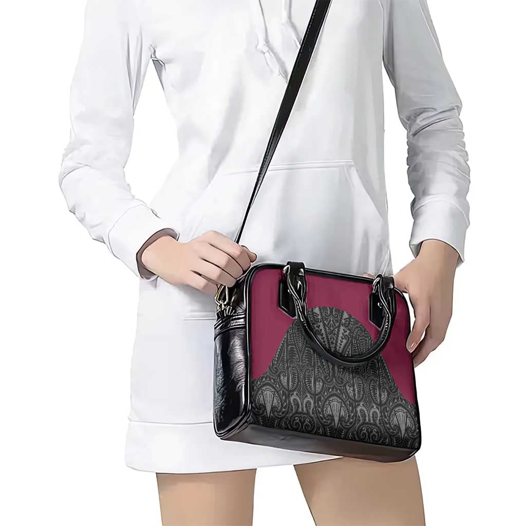 Queensland Maori Rugby Nga Hau e Wha Shoulder Handbag Maroon Motif LT9 - Polynesian Pride