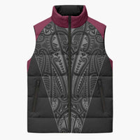 Queensland Maori Rugby Nga Hau e Wha Sleeveless Puffer Jacket Maroon Motif LT9 Unisex Maroon - Polynesian Pride