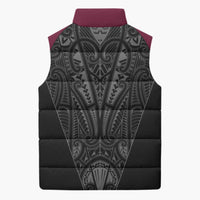 Queensland Maori Rugby Nga Hau e Wha Sleeveless Puffer Jacket Maroon Motif LT9 - Polynesian Pride