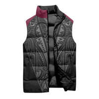 Queensland Maori Rugby Nga Hau e Wha Sleeveless Puffer Jacket Maroon Motif LT9 - Polynesian Pride