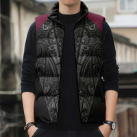 Queensland Maori Rugby Nga Hau e Wha Sleeveless Puffer Jacket Maroon Motif LT9 - Polynesian Pride