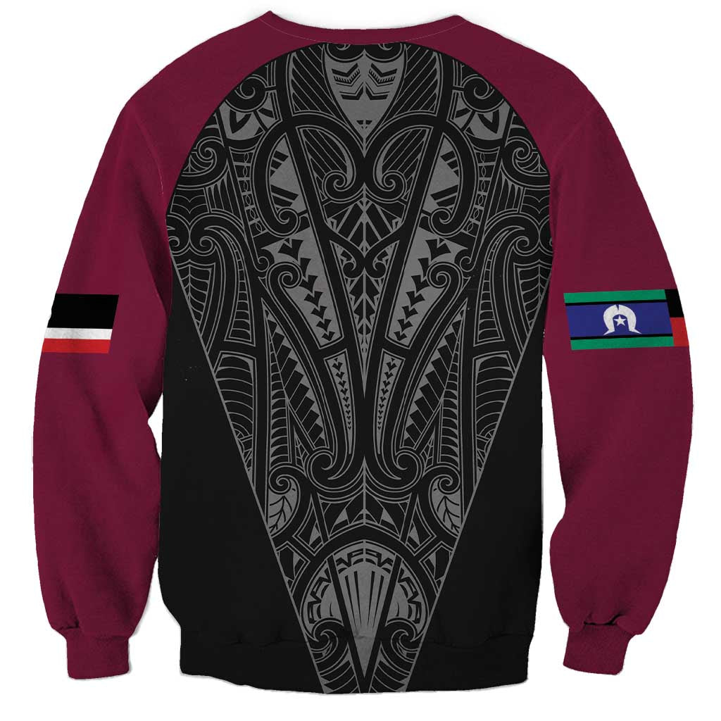 Queensland Maori Rugby Nga Hau e Wha Sweatshirt Maroon Motif LT9 - Polynesian Pride