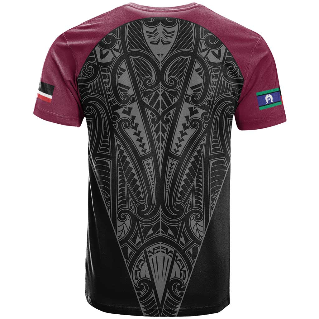 Queensland Maori Rugby Nga Hau e Wha T Shirt Maroon Motif LT9 - Polynesian Pride