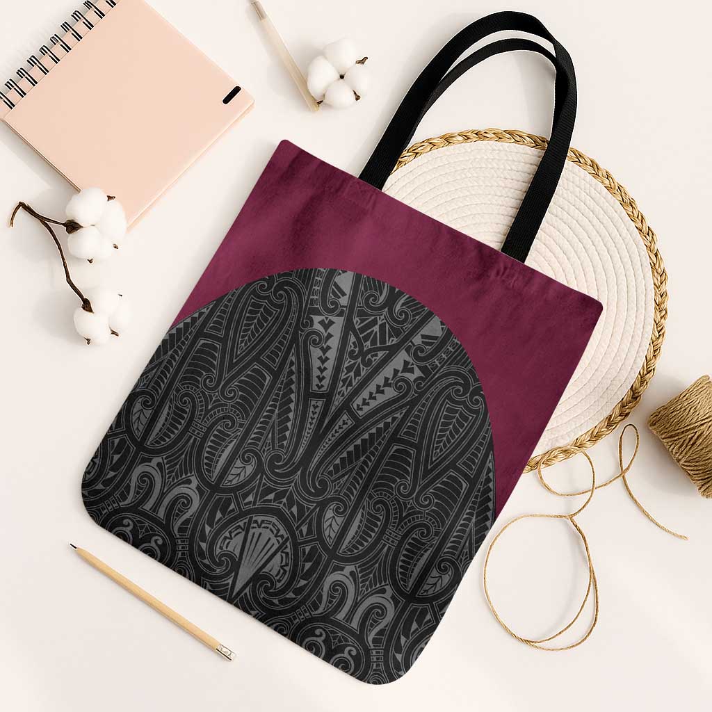 Queensland Maori Rugby Nga Hau e Wha Tote Bag Maroon Motif LT9 Black Strap One Size Maroon - Polynesian Pride