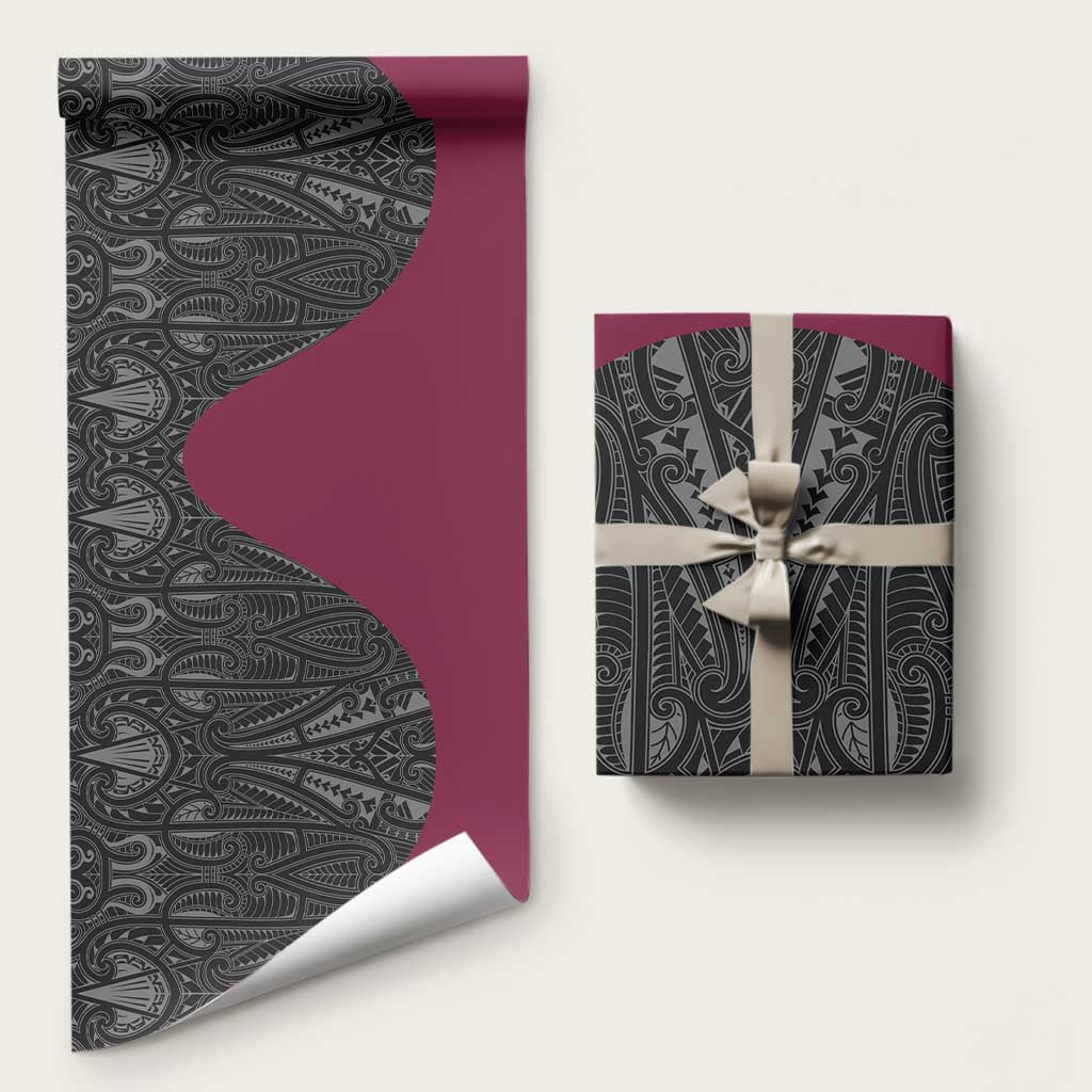 Queensland Maori Rugby Nga Hau e Wha Wrapping Paper Maroon Motif LT9 58" × 23" Maroon - Polynesian Pride