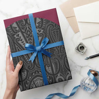Queensland Maori Rugby Nga Hau e Wha Wrapping Paper Maroon Motif LT9 - Polynesian Pride