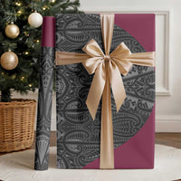 Queensland Maori Rugby Nga Hau e Wha Wrapping Paper Maroon Motif LT9 - Polynesian Pride