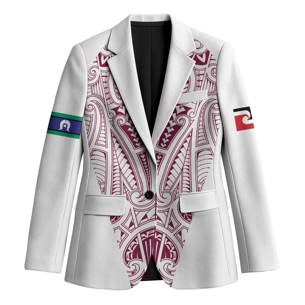 Queensland Maori Rugby Nga Hau e Wha Blazer White Motif LT9 Unisex White - Polynesian Pride