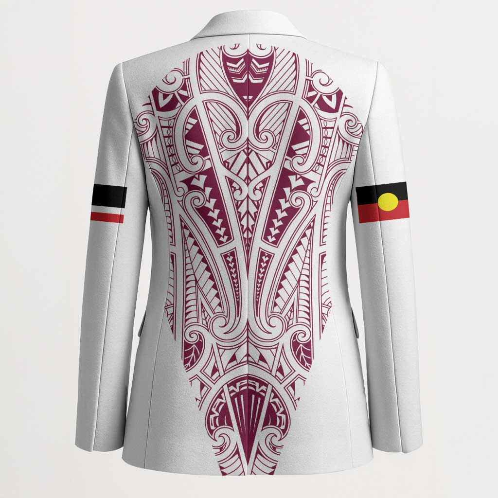 Queensland Maori Rugby Nga Hau e Wha Blazer White Motif LT9 - Polynesian Pride