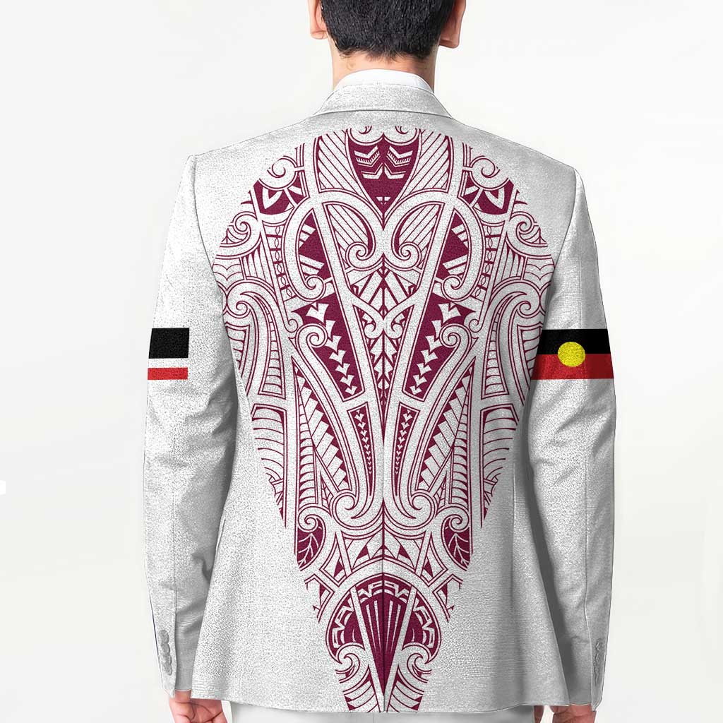 Queensland Maori Rugby Nga Hau e Wha Blazer White Motif LT9 - Polynesian Pride