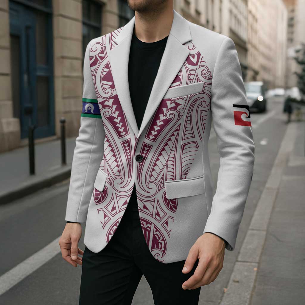 Queensland Maori Rugby Nga Hau e Wha Blazer White Motif LT9 - Polynesian Pride