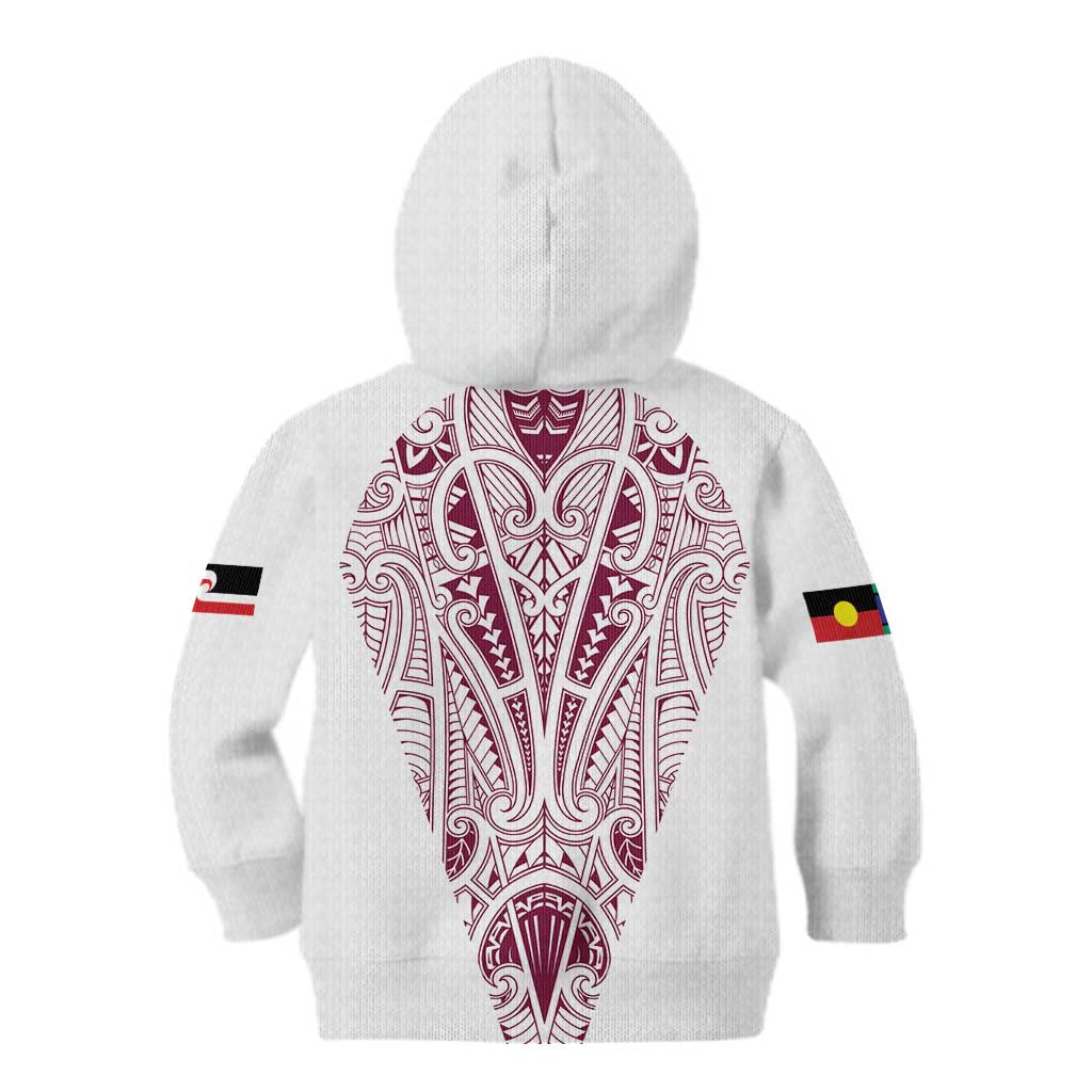 Queensland Maori Rugby Nga Hau e Wha Kid Hoodie White Motif LT9 - Polynesian Pride