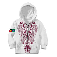 Queensland Maori Rugby Nga Hau e Wha Kid Hoodie White Motif LT9 Zip Hoodie White - Polynesian Pride