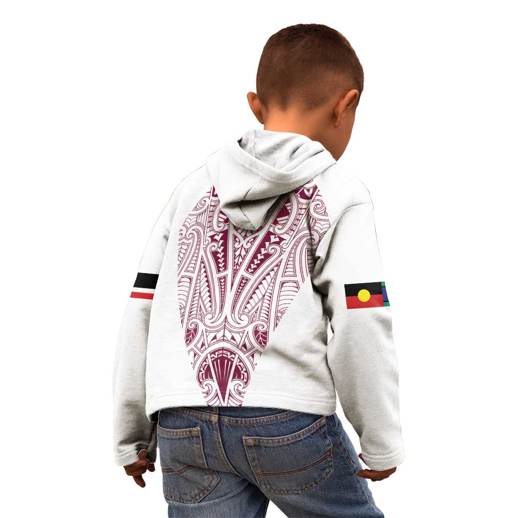 Queensland Maori Rugby Nga Hau e Wha Kid Hoodie White Motif LT9 - Polynesian Pride