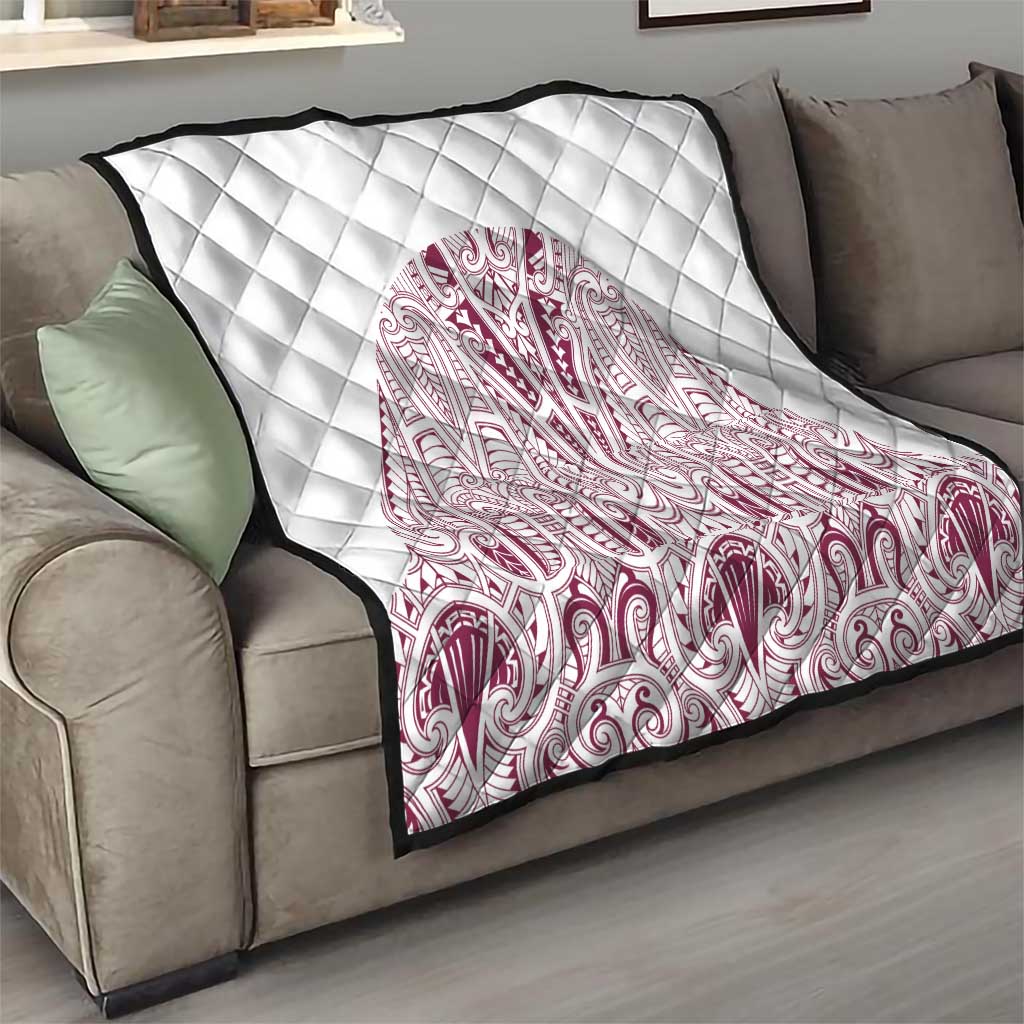 Queensland Maori Rugby Nga Hau e Wha Quilt White Motif LT9 - Polynesian Pride